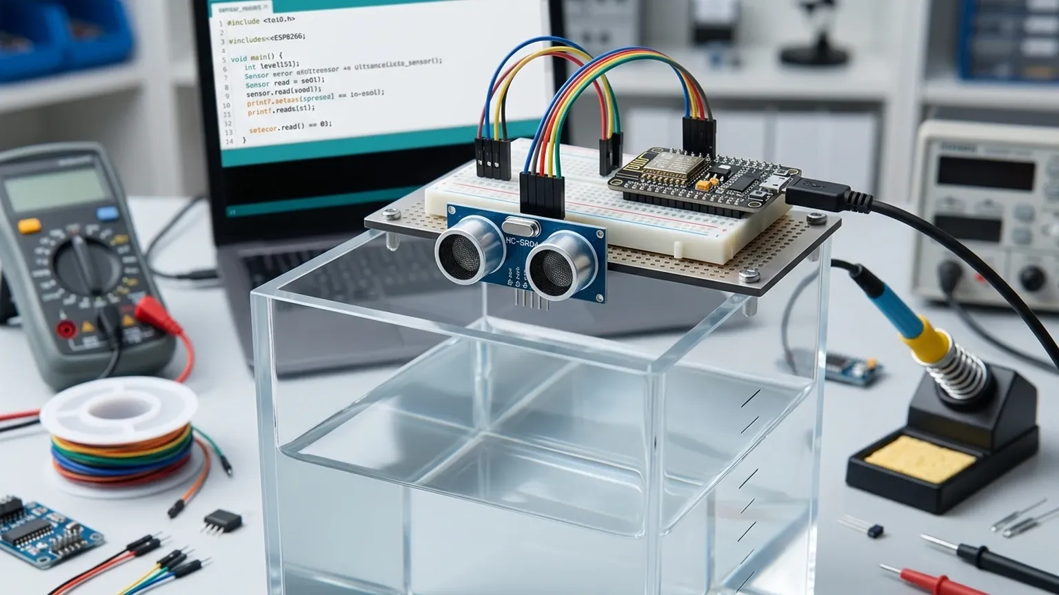 Ultrasonic Water Level Sensor Esp8266 visual guide
